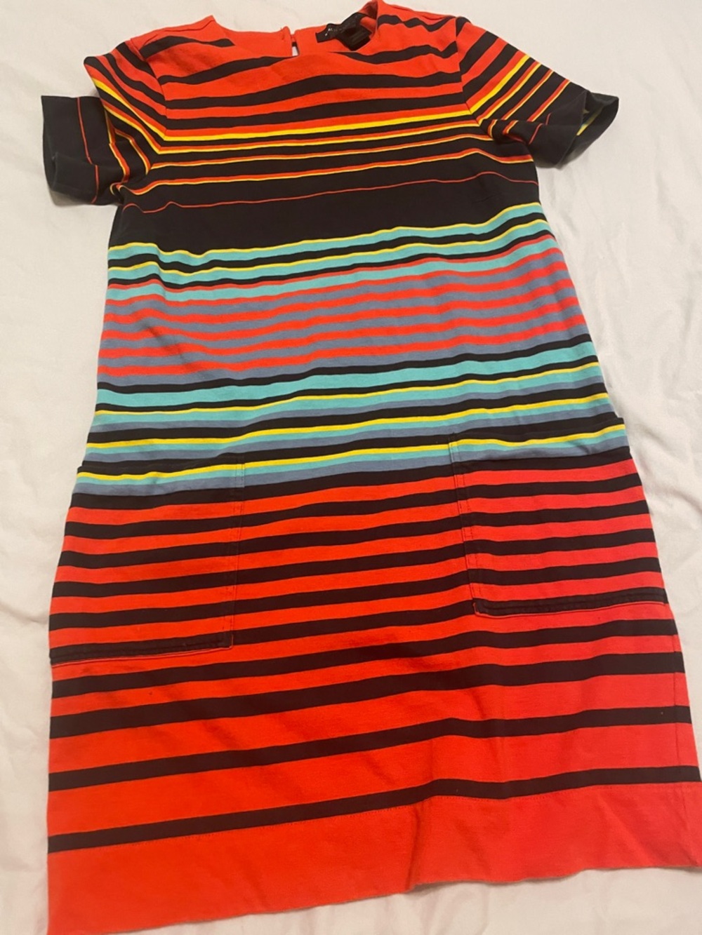 Marc By Marc Jacobs Striped Shift Dress in Red, Black, Yellow, Blue